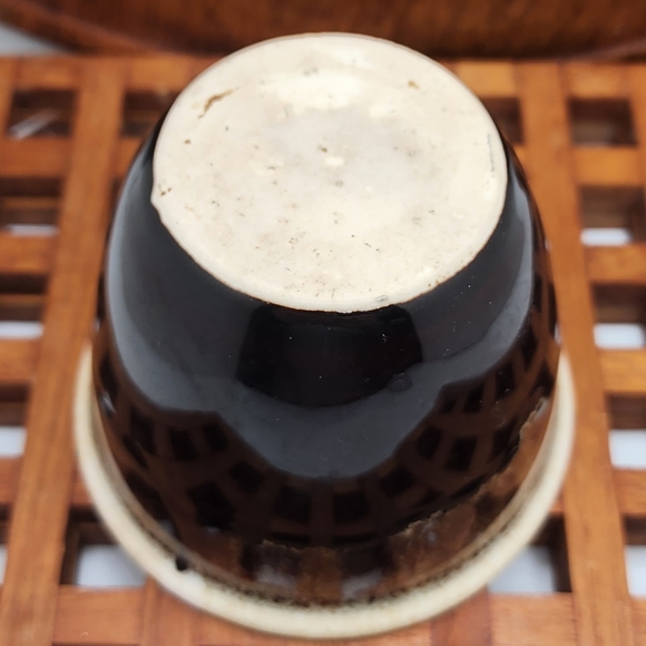 Vintage Brown Drip Glazed Pottery Custard Cup, Made In the USA - Picture 3 of 4